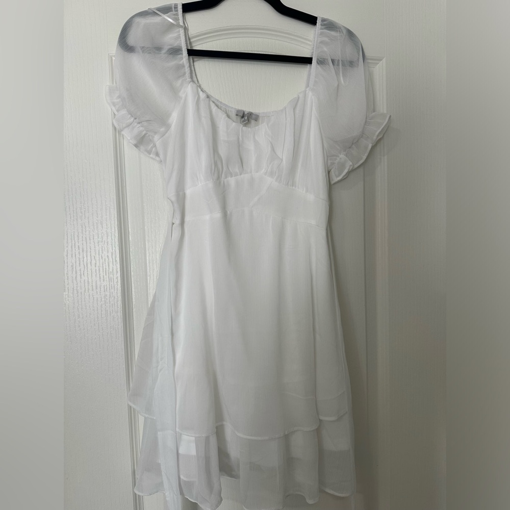 White Cap Sleeve Puff Sundress